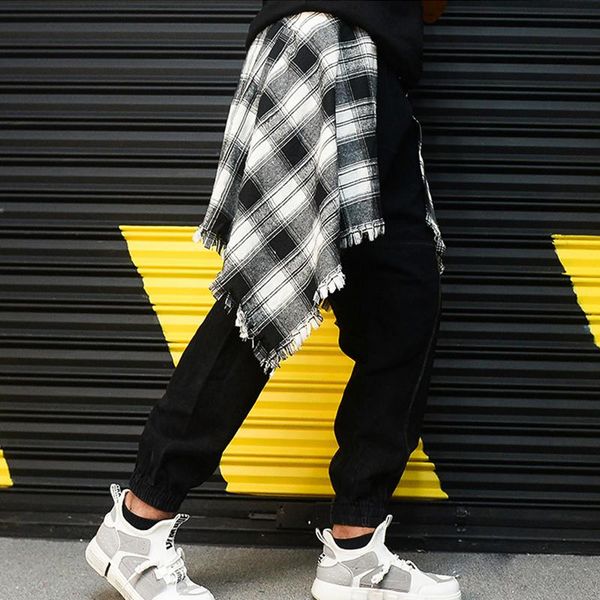 men's pants plaid hip hop punk high street dance fake hem lace up skirts casual men drawstring curtain shirt trousers bottoms, Black
men's pants plaid hip hop punk high street dance fake hem lace up skirts casual men drawstring curtain shirt trousers bottoms, Black