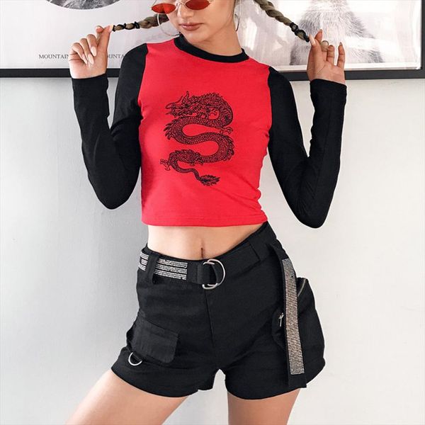 autumn chinese style dragon printed streetwear t shirt women bodycon patchwork tees basic tshirt long sleeve bottoming top, White
autumn chinese style dragon printed streetwear t shirt women bodycon patchwork tees basic tshirt long sleeve bottoming top, White
