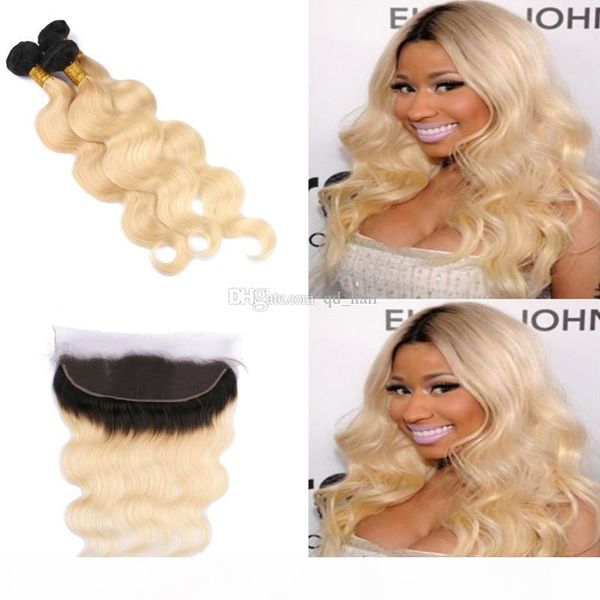 dark root blonde 1b 613 body wave hair bundles with frontal bleached knot ear to ear lace frontal with ombre human hair extension, Black;brown
dark root blonde 1b 613 body wave hair bundles with frontal bleached knot ear to ear lace frontal with ombre human hair extension, Black;brown