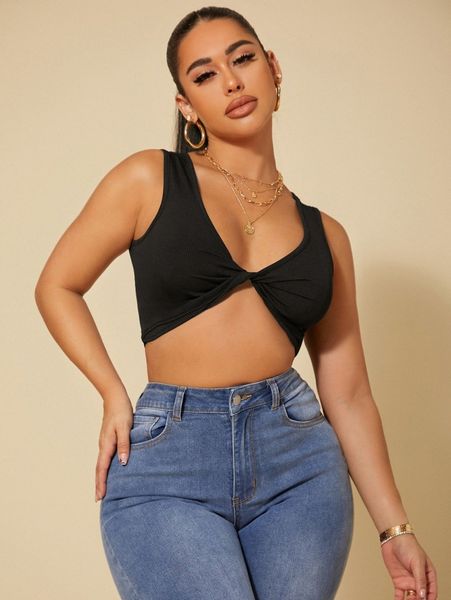 sxy twist front crop tank z6n3#, White