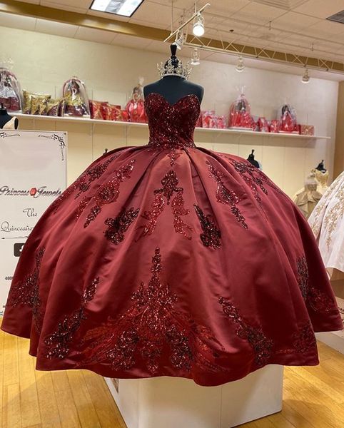 burgundy satin sequined quinceanera dresses 2021 sweetheart neck luxury birthday party dress lace-up corset back prom gowns, Blue;red
burgundy satin sequined quinceanera dresses 2021 sweetheart neck luxury birthday party dress lace-up corset back prom gowns, Blue;red