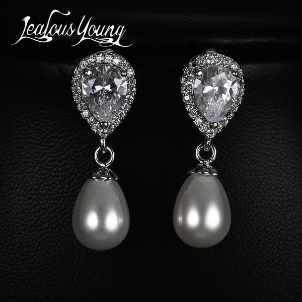 dangle & chandelier luxury elegant water drop bridal pearl earrings for women cubic zirconia long fashion jewelry ae429, Silver
dangle & chandelier luxury elegant water drop bridal pearl earrings for women cubic zirconia long fashion jewelry ae429, Silver