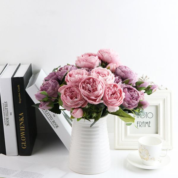 30cm silk rose artificial flowers bouquet 5 big head 4 bud peony dry fake branch decorative flower for home wedding decor
30cm silk rose artificial flowers bouquet 5 big head 4 bud peony dry fake branch decorative flower for home wedding decor