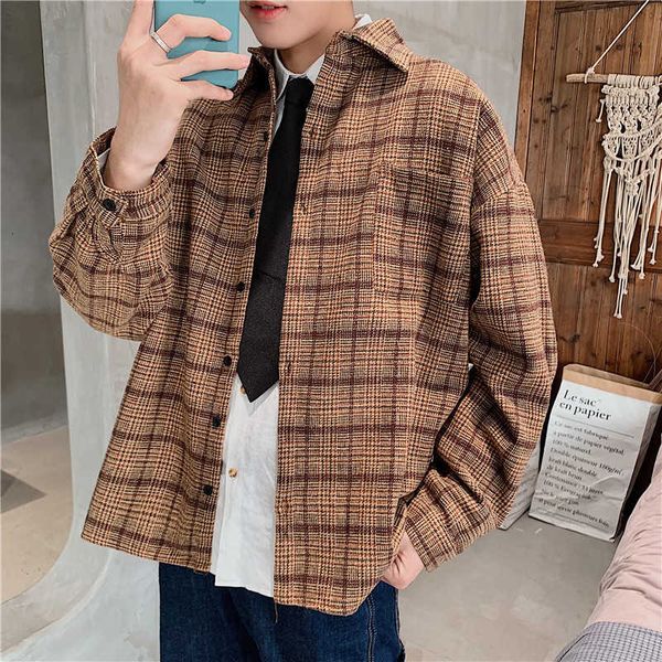 spring ulzzang thickened men's korean fashion tweed plaid shirt jacket, White;black
spring ulzzang thickened men's korean fashion tweed plaid shirt jacket, White;black