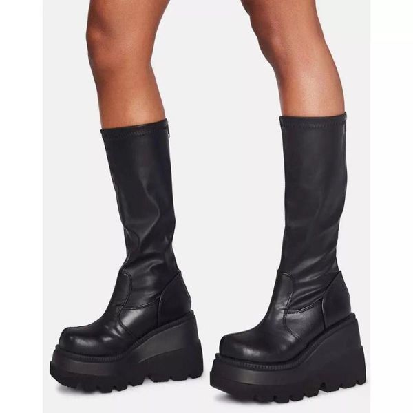 big size 35-43 brand design ladies high platform boots fashion zip high heels boots women wedges shoes women heel 9.5 cm, Black
big size 35-43 brand design ladies high platform boots fashion zip high heels boots women wedges shoes women heel 9.5 cm, Black