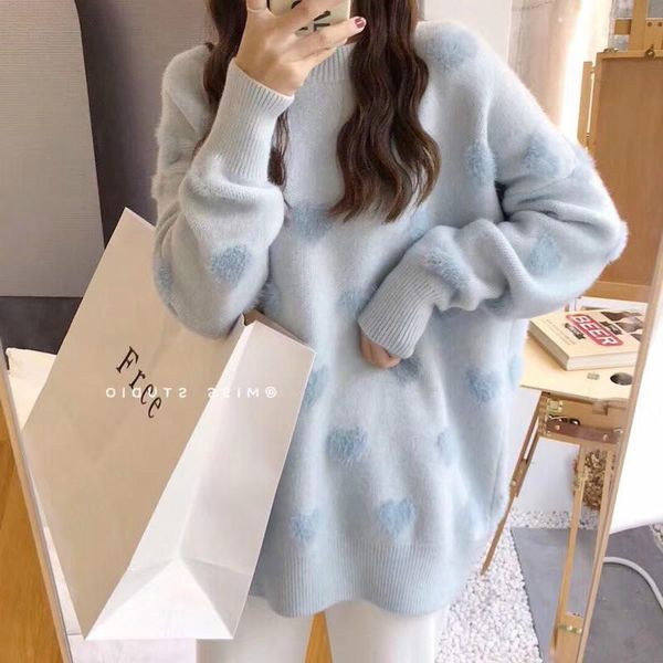 women's sweaters 2021 autumn winter kpop wool pink femme women print cute love heart girls streetwear plus size middle long oversized, White;black
women's sweaters 2021 autumn winter kpop wool pink femme women print cute love heart girls streetwear plus size middle long oversized, White;black