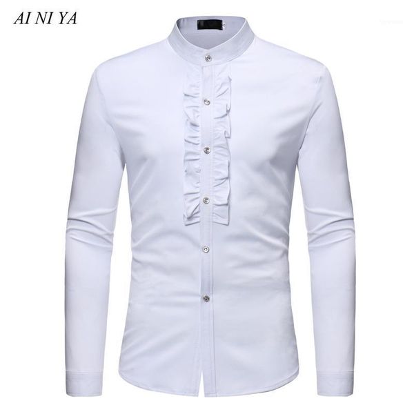 mens ruffle tuxedo dress shirts new slim fit long sleeve stand collar shirt men prom performing wedding chemise homme1, White;black
mens ruffle tuxedo dress shirts new slim fit long sleeve stand collar shirt men prom performing wedding chemise homme1, White;black