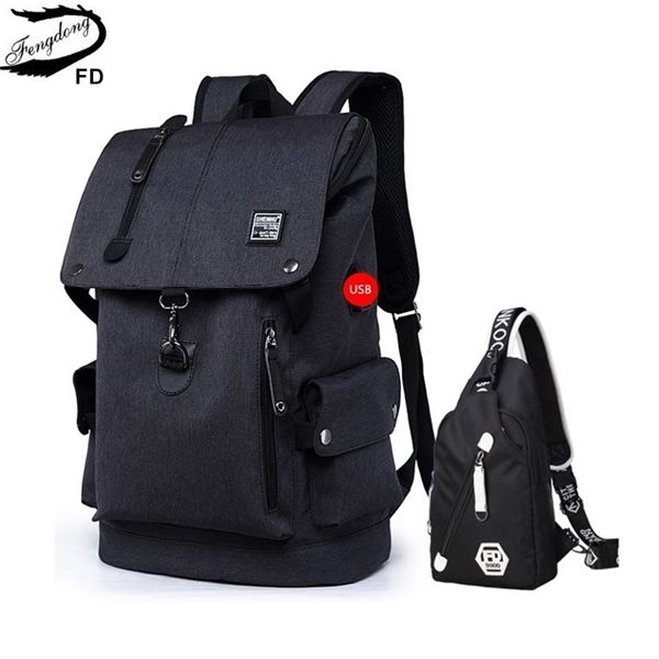 fengdong 2pcs big size black waterproof men set high school backpack for boy one shoulder sling chest bag 1031
fengdong 2pcs big size black waterproof men set high school backpack for boy one shoulder sling chest bag 1031