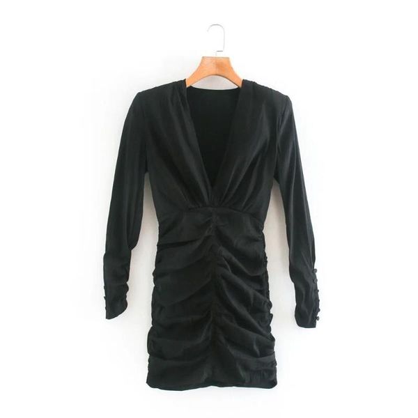 casual dresses women v neck black pleated mini dress femme long sleeve slim lady clothes d6137, Black;gray
casual dresses women v neck black pleated mini dress femme long sleeve slim lady clothes d6137, Black;gray
