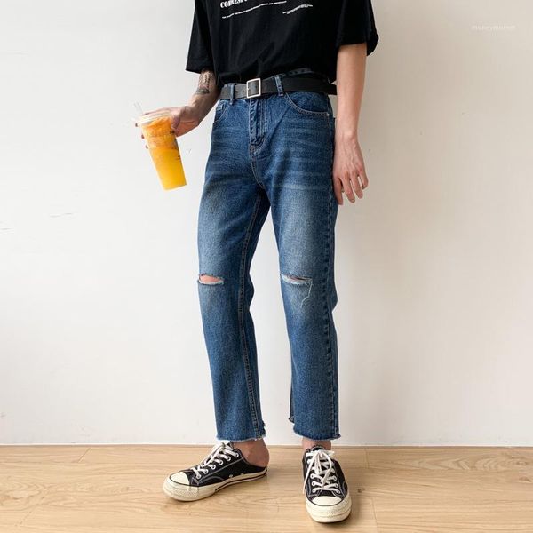 men's jeans male korean style vintage hip hop men's knee hole fashion straight ankle-length casual denim pants jeans1, Blue
men's jeans male korean style vintage hip hop men's knee hole fashion straight ankle-length casual denim pants jeans1, Blue