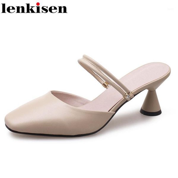 lenkisen new concise style cow leather slip on mules narrow band square toe high strange heels mature daily wear women pumps l481, Black
lenkisen new concise style cow leather slip on mules narrow band square toe high strange heels mature daily wear women pumps l481, Black