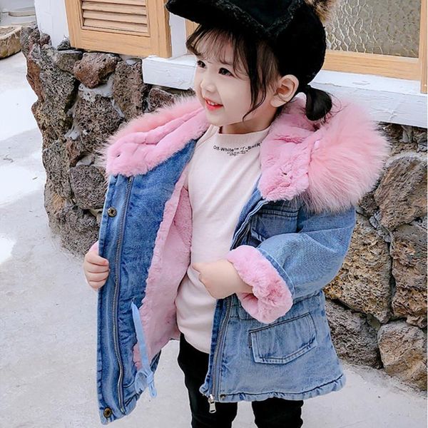 new winter baby girl denim jacket plus velvet genuine fur warm toddler cotton girl outwear coat 1-7 years kids girls jeans parka, Blue;gray
new winter baby girl denim jacket plus velvet genuine fur warm toddler cotton girl outwear coat 1-7 years kids girls jeans parka, Blue;gray