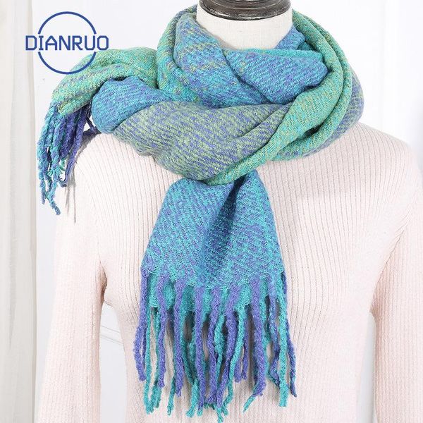 dianruo 2021 new autumn winter korean style plaid tassel acrylic scarf cashmere scarves thinker warm female shawl q349, Blue;gray
dianruo 2021 new autumn winter korean style plaid tassel acrylic scarf cashmere scarves thinker warm female shawl q349, Blue;gray