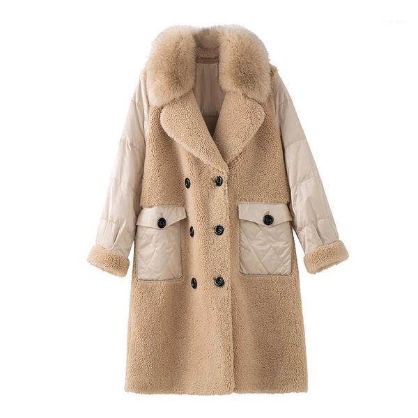 real fur coat female vintage long sheep shearing jacket women clothes 2019 korean fur collar wool coats hiver 91111, Black
real fur coat female vintage long sheep shearing jacket women clothes 2019 korean fur collar wool coats hiver 91111, Black
