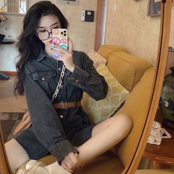 autumn 2020 new loose long sleeve waist dress pocket shirt denim skirt + belt women's wear
autumn 2020 new loose long sleeve waist dress pocket shirt denim skirt + belt women's wear