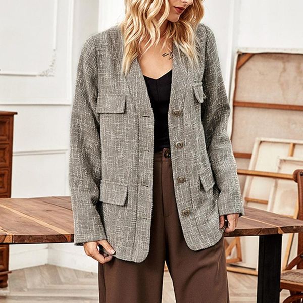 women's suits & blazers western style casual blazer fashion contrast woven fabric loose single-breasted collarless long sleeve suit, White;black
women's suits & blazers western style casual blazer fashion contrast woven fabric loose single-breasted collarless long sleeve suit, White;black