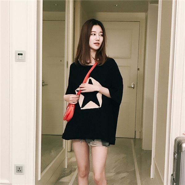 short sleeve slub for women's summer wear new cotton t-shirtjacket cotton t-shirt art paster loose oversized casual round neck short sl, White
short sleeve slub for women's summer wear new cotton t-shirtjacket cotton t-shirt art paster loose oversized casual round neck short sl, White