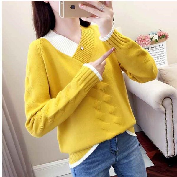 knitted sweaters and pullovers casual long sleeve women warm v-neck fall jumper korea twist female solid pull blue sweater y200720, White;black
knitted sweaters and pullovers casual long sleeve women warm v-neck fall jumper korea twist female solid pull blue sweater y200720, White;black