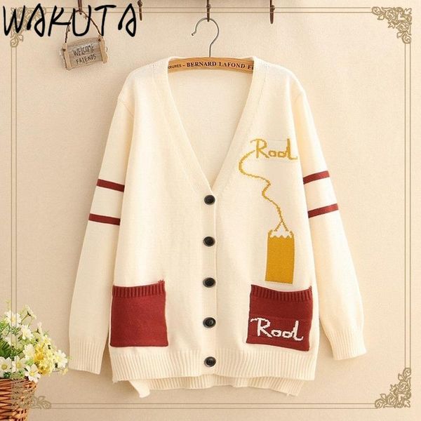 women's knits & tees wakuta women'cardigan japanese 2021 autumn fashion loose casual cute letter pockets long sleeve knitted mid-l, White
women's knits & tees wakuta women'cardigan japanese 2021 autumn fashion loose casual cute letter pockets long sleeve knitted mid-l, White