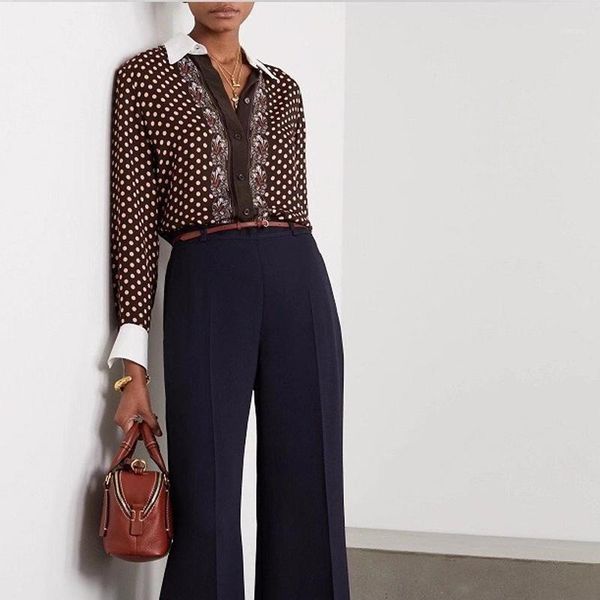 women shirt polka dot printed blouse women blouses 100% silk patchwork shirts1, White
women shirt polka dot printed blouse women blouses 100% silk patchwork shirts1, White
