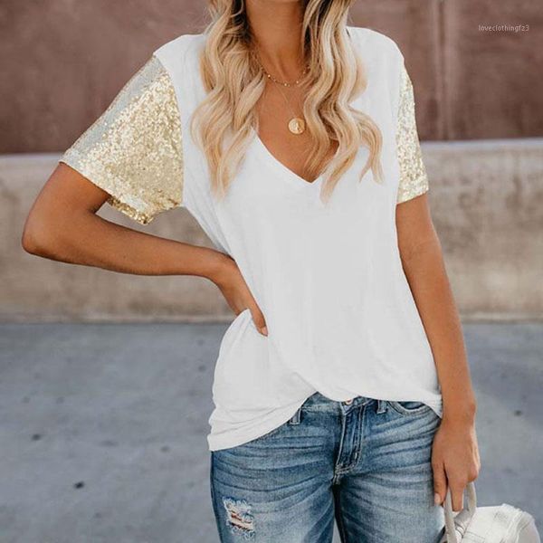 women's t-shirt 2021 summer sequin women short sleeve tshirt ladies v-neck night club t shirt female casual for 2xl1, White
women's t-shirt 2021 summer sequin women short sleeve tshirt ladies v-neck night club t shirt female casual for 2xl1, White