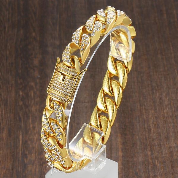 iced out men's bracelets gold miami curb cuban link chain bracelet for men male jewelry gifts dropshipping 14mm hgb409, Black
iced out men's bracelets gold miami curb cuban link chain bracelet for men male jewelry gifts dropshipping 14mm hgb409, Black