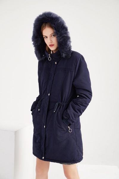 women winter parka long coat female clothes elegant adjustable string jacket cotton padded zip up outerwear furry hooded coats, Black
women winter parka long coat female clothes elegant adjustable string jacket cotton padded zip up outerwear furry hooded coats, Black