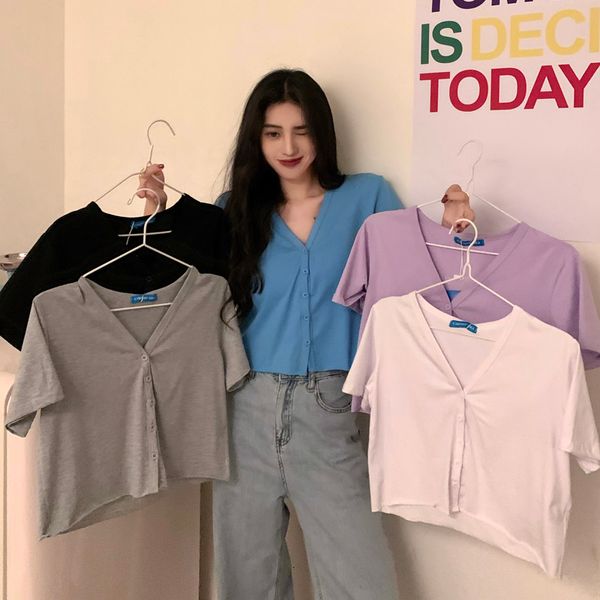 2021 New 5 colors will see color short cardigan T-shirt women's tops (c2277) ZXKR, White
2021 New 5 colors will see color short cardigan T-shirt women's tops (c2277) ZXKR, White