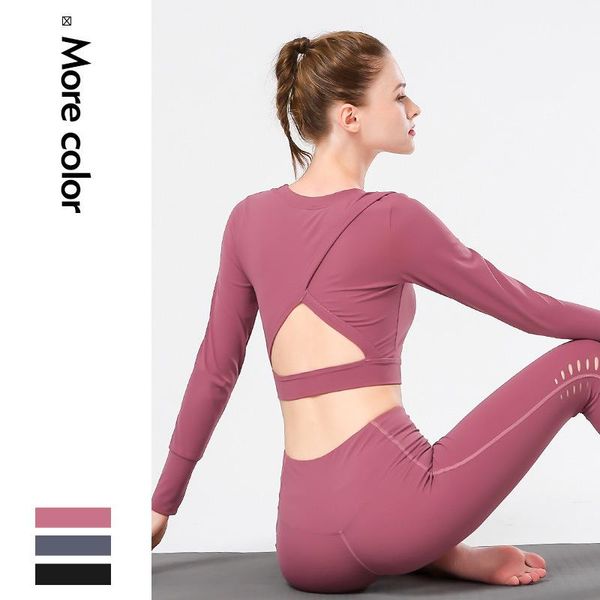halter yoga clothes women's loose quick-drying navel fitness long-sleeved t-shirt sports training kg-407, White;red
halter yoga clothes women's loose quick-drying navel fitness long-sleeved t-shirt sports training kg-407, White;red