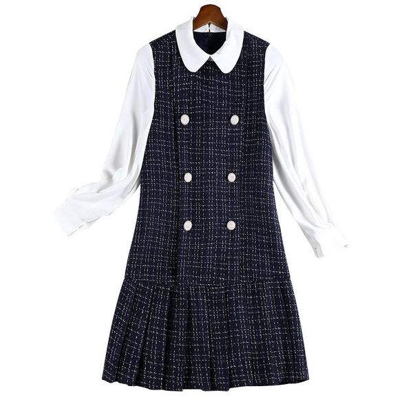 autumn women tweed dress black white patchwork 5xl plus size mermaid dresses mid-length doll collar long sleeve double breasted, Black;gray
autumn women tweed dress black white patchwork 5xl plus size mermaid dresses mid-length doll collar long sleeve double breasted, Black;gray
