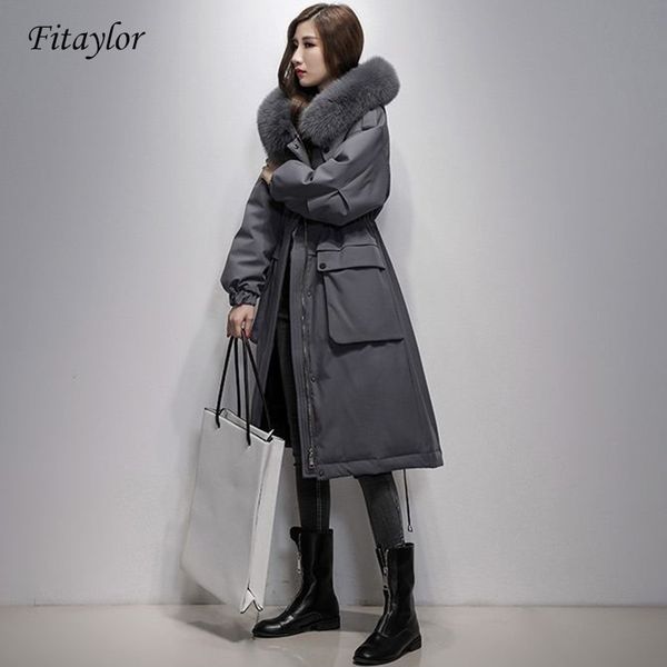fitaylor winter large real fox fur collar 90% white duck down jacket women loose long down coat hooded outwear warm thick parka y200107, Black
fitaylor winter large real fox fur collar 90% white duck down jacket women loose long down coat hooded outwear warm thick parka y200107, Black
