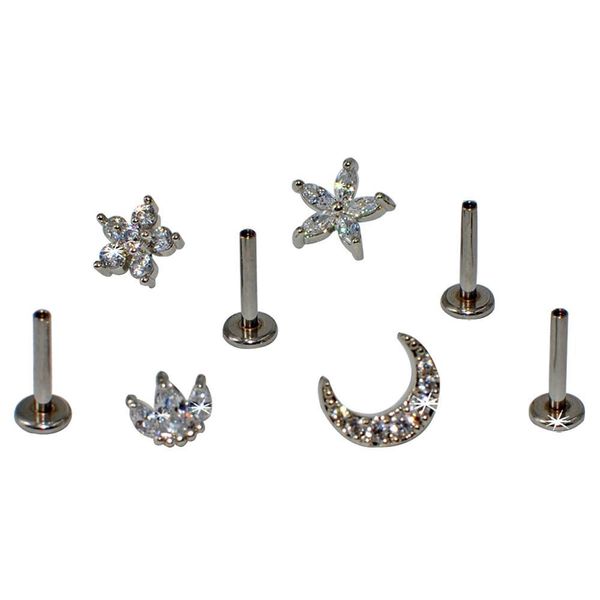 1pc g23 titanium&steel 16g cz gem moon labret lip bar ring crystal flower ear cartilage tragus helix piercing screw fit q sqcvju, Silver
1pc g23 titanium&steel 16g cz gem moon labret lip bar ring crystal flower ear cartilage tragus helix piercing screw fit q sqcvju, Silver