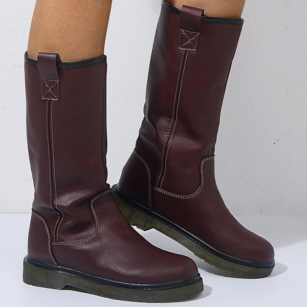 women new winter boots pu leather sewing female platform shoes plush slip on mid calf fashion rain boots, Black
women new winter boots pu leather sewing female platform shoes plush slip on mid calf fashion rain boots, Black