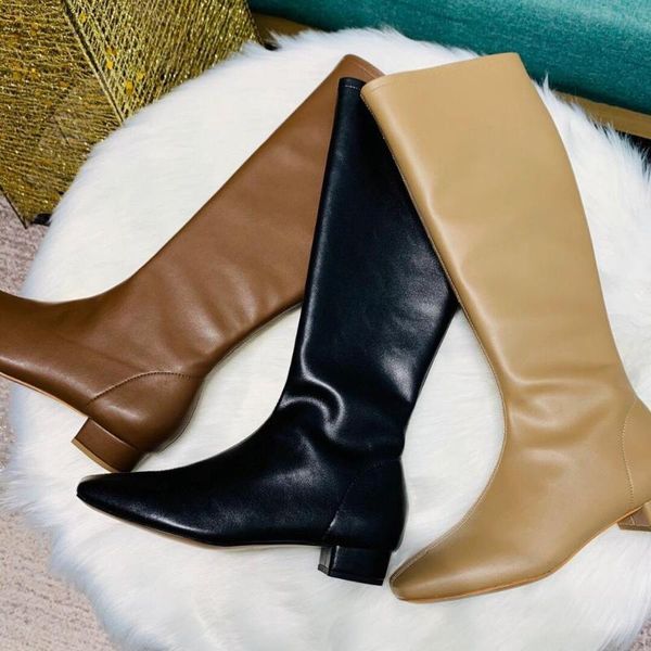 women boots winter genuine leather square heels zip knee plats shoes pointed toe goth female sneakers brand high street fashion, Black
women boots winter genuine leather square heels zip knee plats shoes pointed toe goth female sneakers brand high street fashion, Black