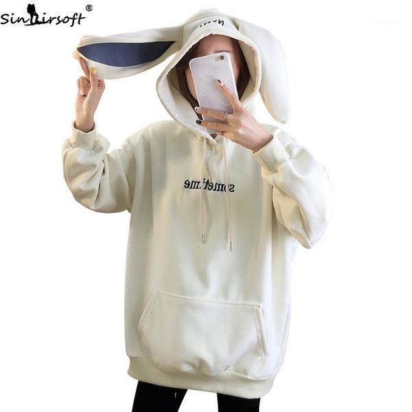 winter new loose plus size plus velvet thick pullover women's fashion letters embroidery ears hooded warm clothes women1, Black 
winter new loose plus size plus velvet thick pullover women's fashion letters embroidery ears hooded warm clothes women1, Black