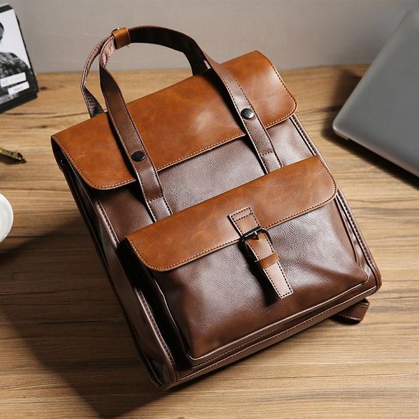 2021 vintage lapbackpack men pu leather backpacks school bags for teenage boy business travel back bag male bookbag retro
2021 vintage lapbackpack men pu leather backpacks school bags for teenage boy business travel back bag male bookbag retro