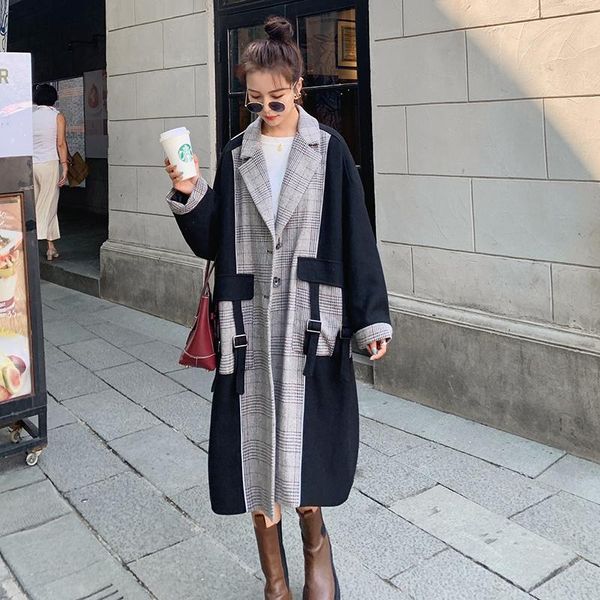 new 2020 female jacket autumn winter black suit stitching oversized woolen coat loose casual thickened warm women jacket a93
new 2020 female jacket autumn winter black suit stitching oversized woolen coat loose casual thickened warm women jacket a93