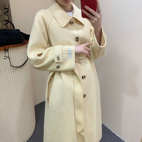 shengpalae korean autumn and winter lapel single-breasted loose lace-up waist solid color long woolen coat for women zt1306 210204, Black
shengpalae korean autumn and winter lapel single-breasted loose lace-up waist solid color long woolen coat for women zt1306 210204, Black