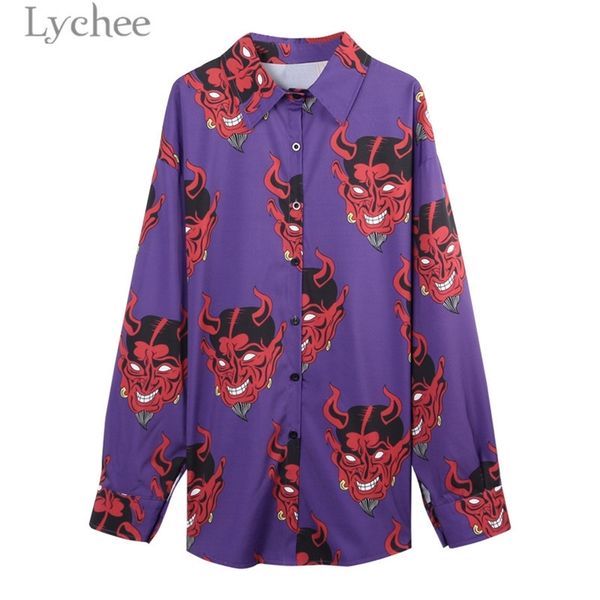 lychee summer women demon print devil blouse long sleeve turn down collar shirts casual loose purple pink blouse female y200622, White
lychee summer women demon print devil blouse long sleeve turn down collar shirts casual loose purple pink blouse female y200622, White