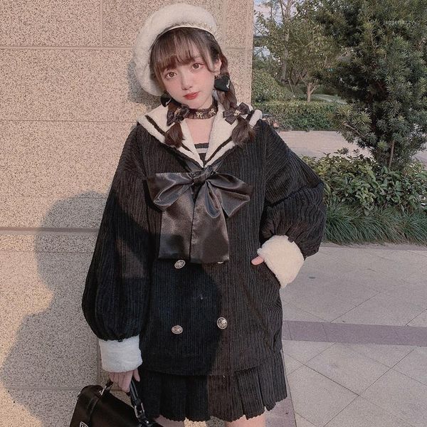 women's wool & blends princess sweet lolita coat bobon21 navy style thick plush liner fake two with collar detachable women c18231, Black
women's wool & blends princess sweet lolita coat bobon21 navy style thick plush liner fake two with collar detachable women c18231, Black