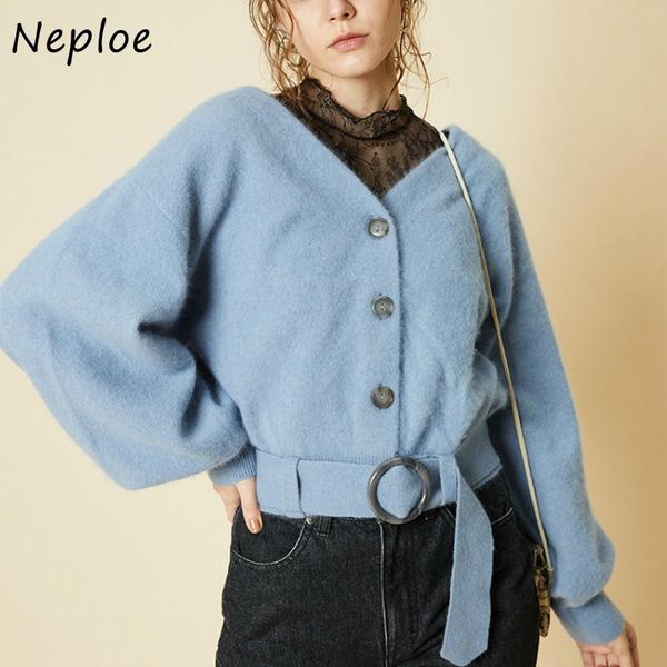 neploe new sleeve slim waist cardigans 2021 autumn winter single breasted coat solid color v-neck women sweaters, White
neploe new sleeve slim waist cardigans 2021 autumn winter single breasted coat solid color v-neck women sweaters, White