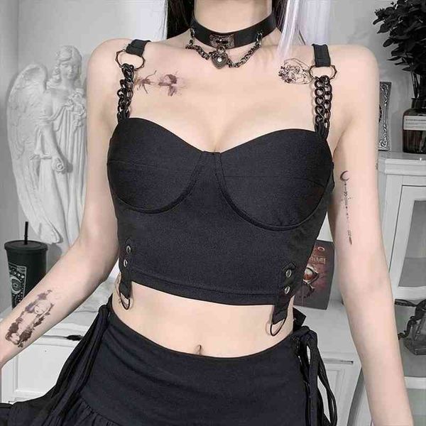 punk slim solid camisole women summer gothic dark metal chain bodycon casual tube fashion street low cut vest, White
punk slim solid camisole women summer gothic dark metal chain bodycon casual tube fashion street low cut vest, White