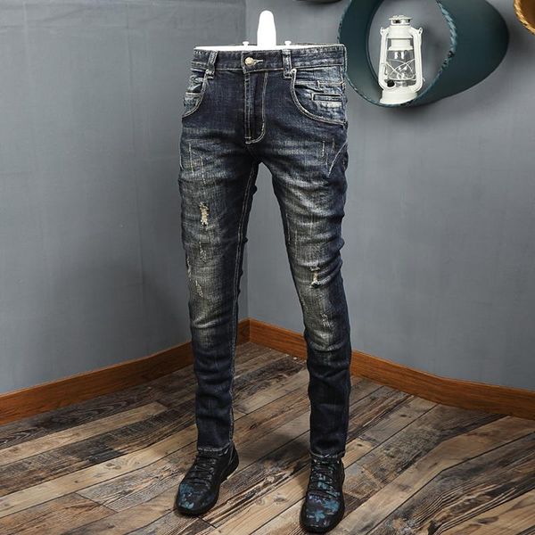 italian style fashion men jeans spliced designer ripped denim pants retro black blue vintage hip hop trousers homme
italian style fashion men jeans spliced designer ripped denim pants retro black blue vintage hip hop trousers homme