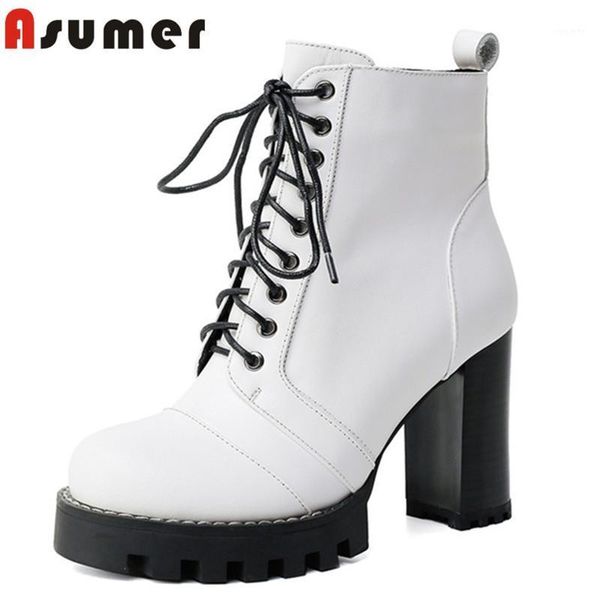 asumer 2020 genuine leather shoes women high heel platform boots round toe lace up dress shoes ladies ankle boots1, Black
asumer 2020 genuine leather shoes women high heel platform boots round toe lace up dress shoes ladies ankle boots1, Black