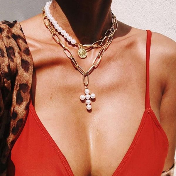 pendant necklaces two layer necklace chunky chain choker plastic pearl white beaded cross old coin gold color plated women gift, Silver
pendant necklaces two layer necklace chunky chain choker plastic pearl white beaded cross old coin gold color plated women gift, Silver