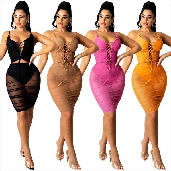 sleeveless crop skirt set lace up pleated 2 piece midi skirt sets solid see through mesh summer bodycon sets, Gray
sleeveless crop skirt set lace up pleated 2 piece midi skirt sets solid see through mesh summer bodycon sets, Gray