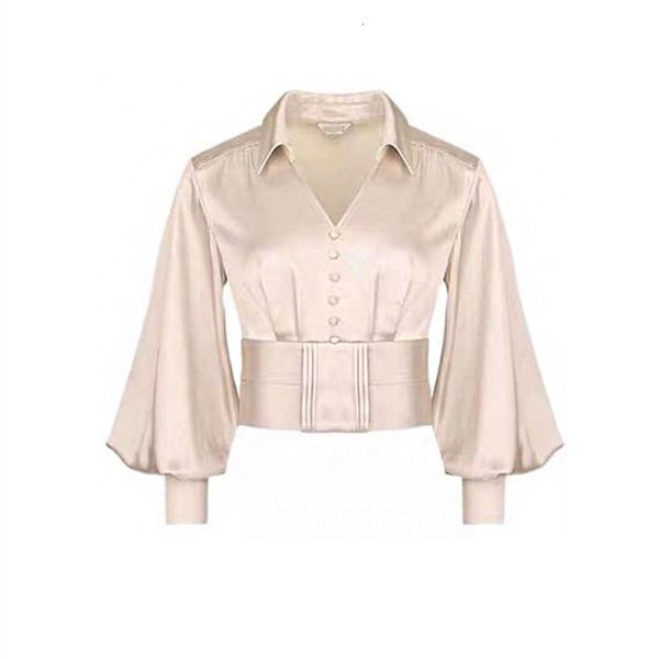 2021 autumn new soft satin thin lantern sleeves vintage shirt with low-v female blouse vest waistcoats iogo, White
2021 autumn new soft satin thin lantern sleeves vintage shirt with low-v female blouse vest waistcoats iogo, White