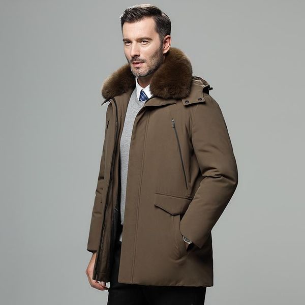 men's down & parkas 2021 winter coat high-quality jacket windproof warm hooded outdoor real fur collar long, Black
men's down & parkas 2021 winter coat high-quality jacket windproof warm hooded outdoor real fur collar long, Black