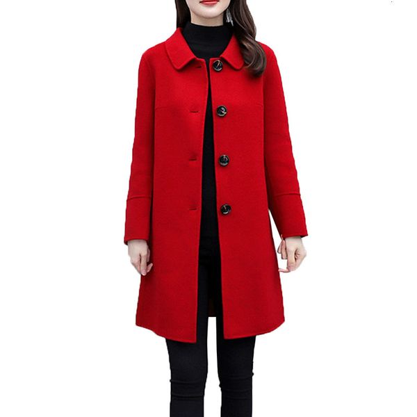 red women's 2020 new autumn winter woolen coat mid-long single-breasted blended wool female jacket outwear w230, Black
red women's 2020 new autumn winter woolen coat mid-long single-breasted blended wool female jacket outwear w230, Black