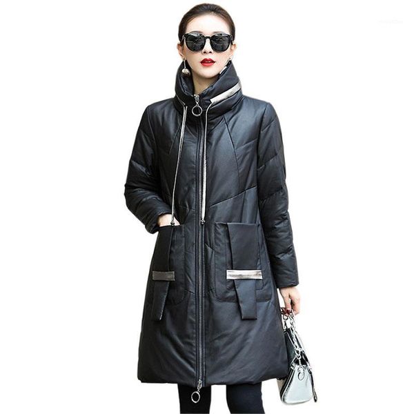 real leather down jackets women winter sheepskin coats thicken turtleneck long white duck down outerwear kw901, Black
real leather down jackets women winter sheepskin coats thicken turtleneck long white duck down outerwear kw901, Black